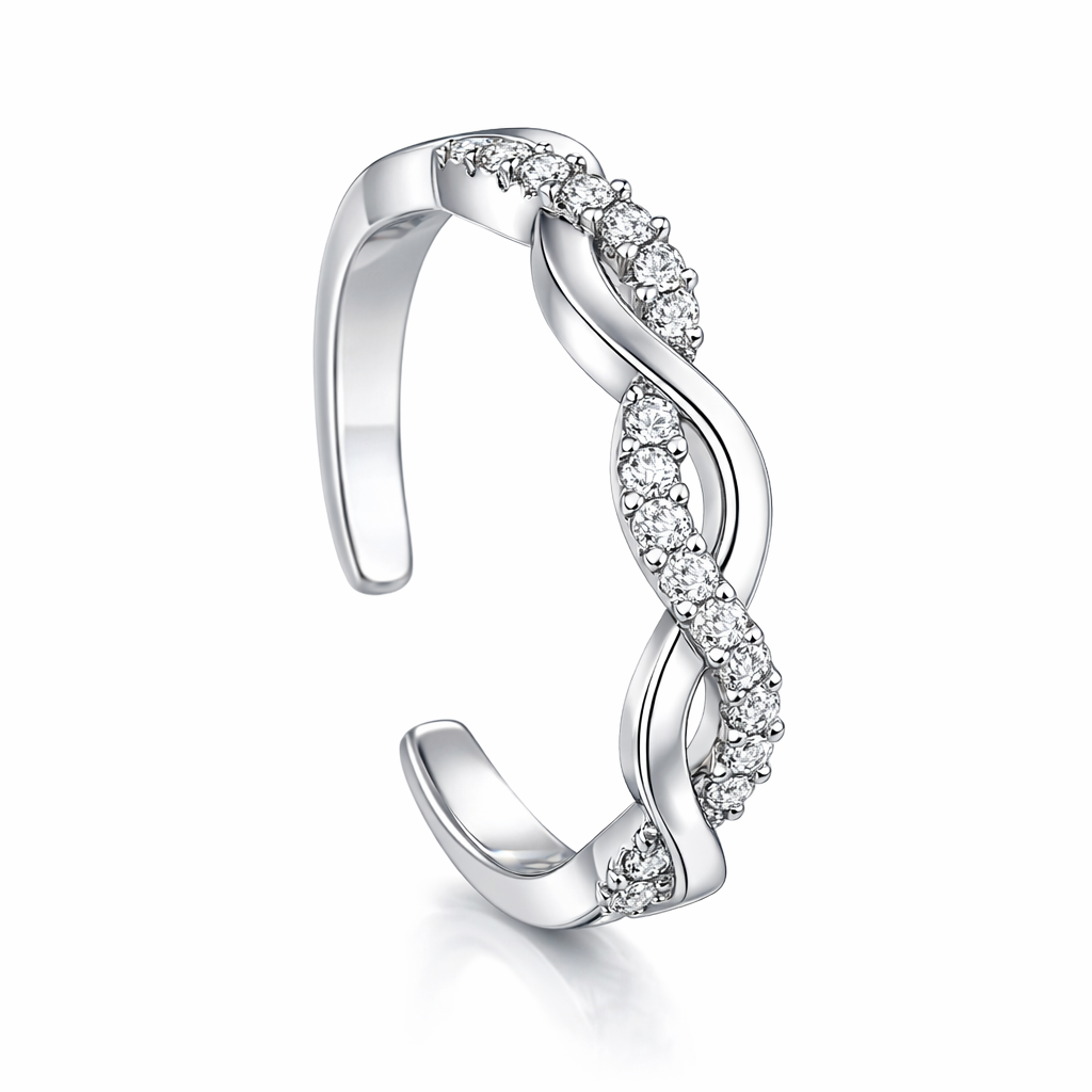 The Silver Adjustable Infinity Diamond Twist Ring