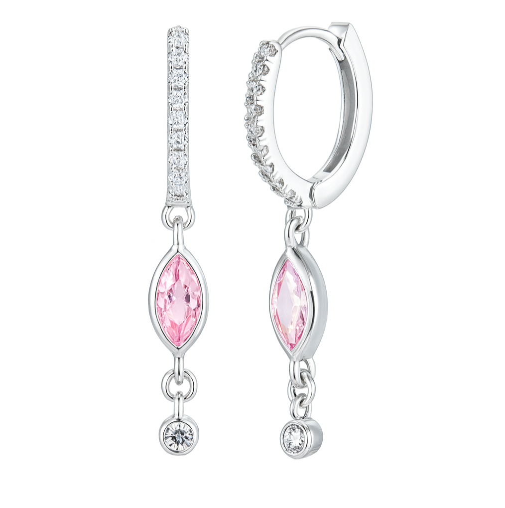 The Pink Teardrop Sparkle Dangle Earrings