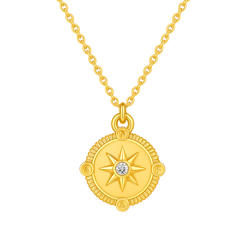 The Gold Guiding Star Compass Necklace