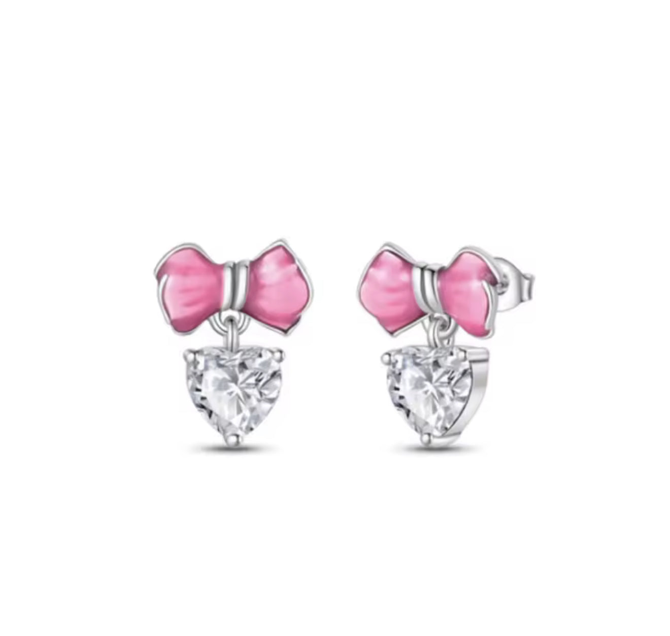 The Mini Coquette Pink Bow Dangle Studs