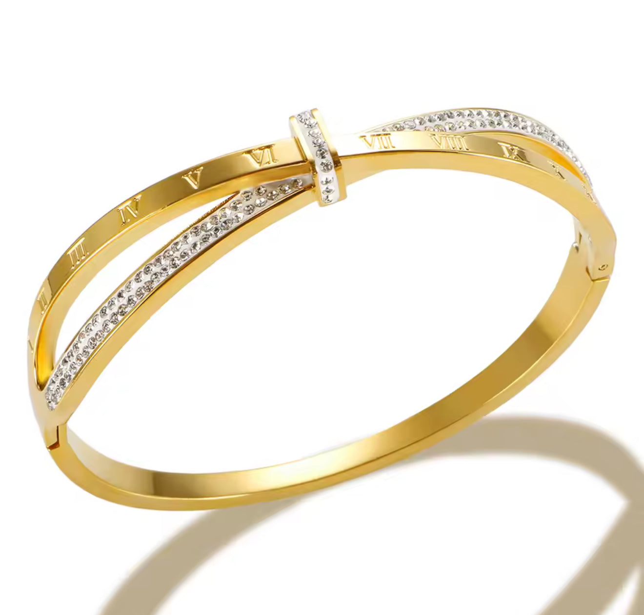 The Gold Twisted Roman Numeral Glitter Bangle