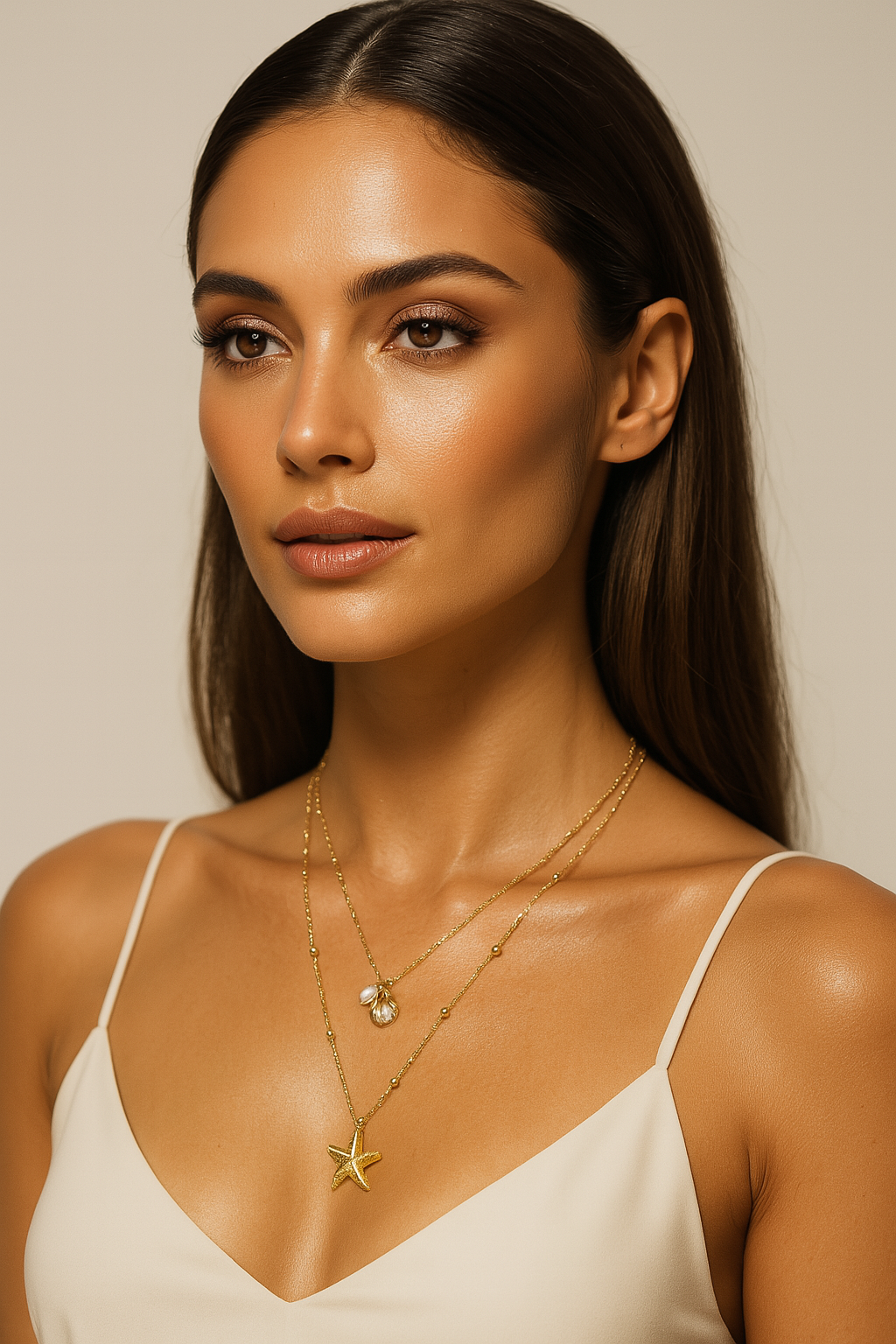 The Double Layered Shell & Starfish Necklace Stack