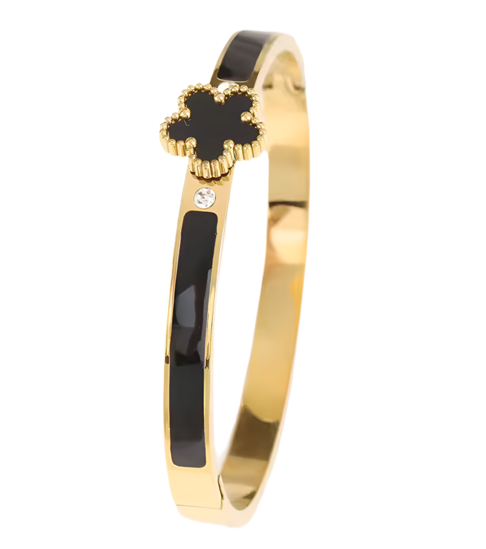The Black Noir Clover Bangle