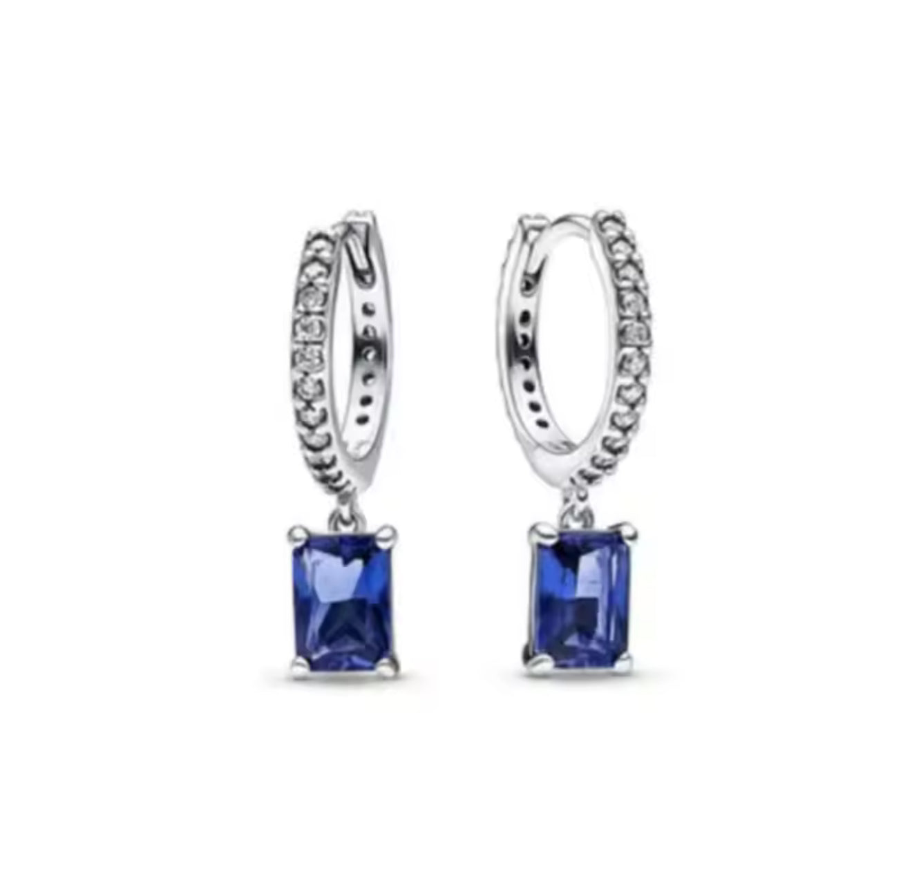 The Ocean Blue Rectangle Huggies Earrings