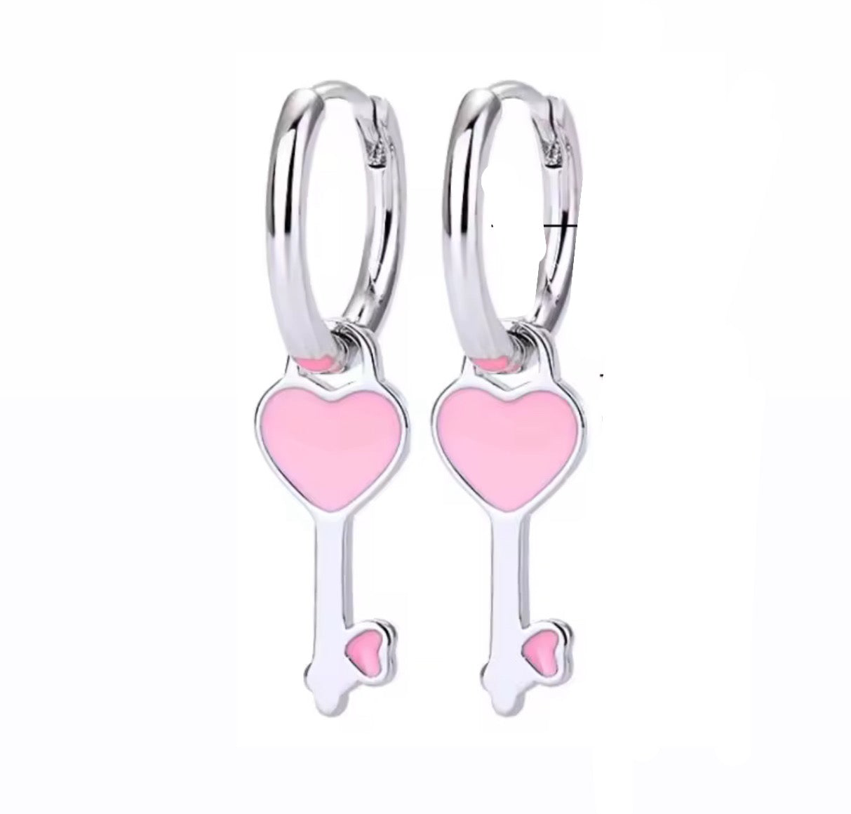 The Pink Key To My Heart Earrings