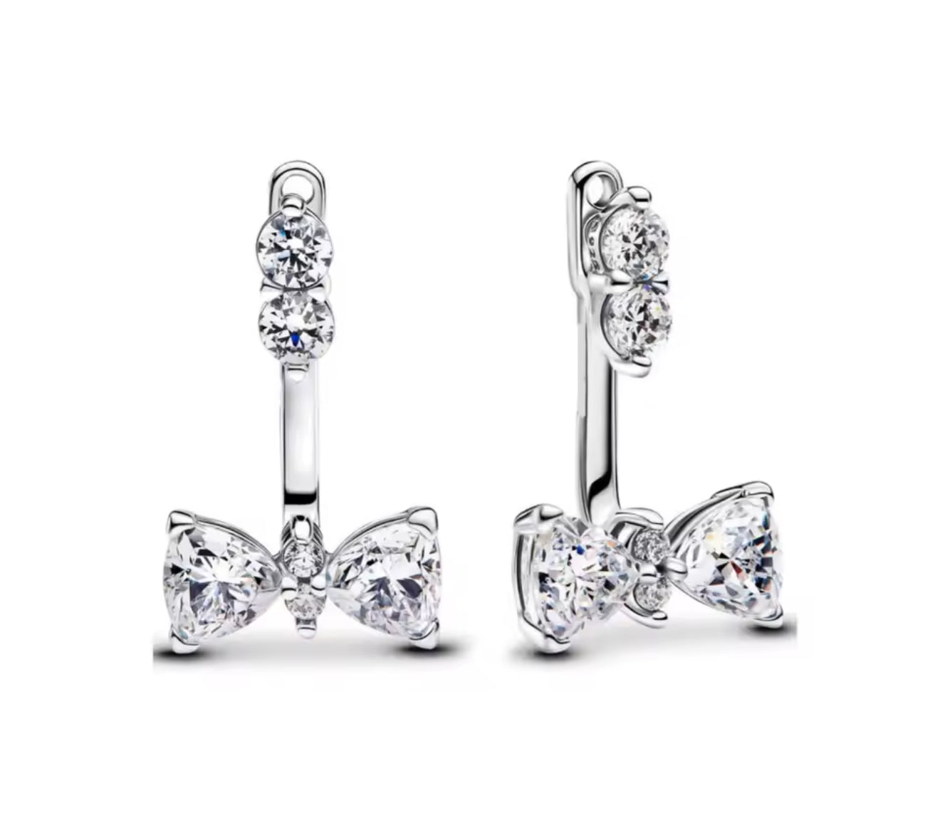 The Silver Bow Drop Studs Earrings