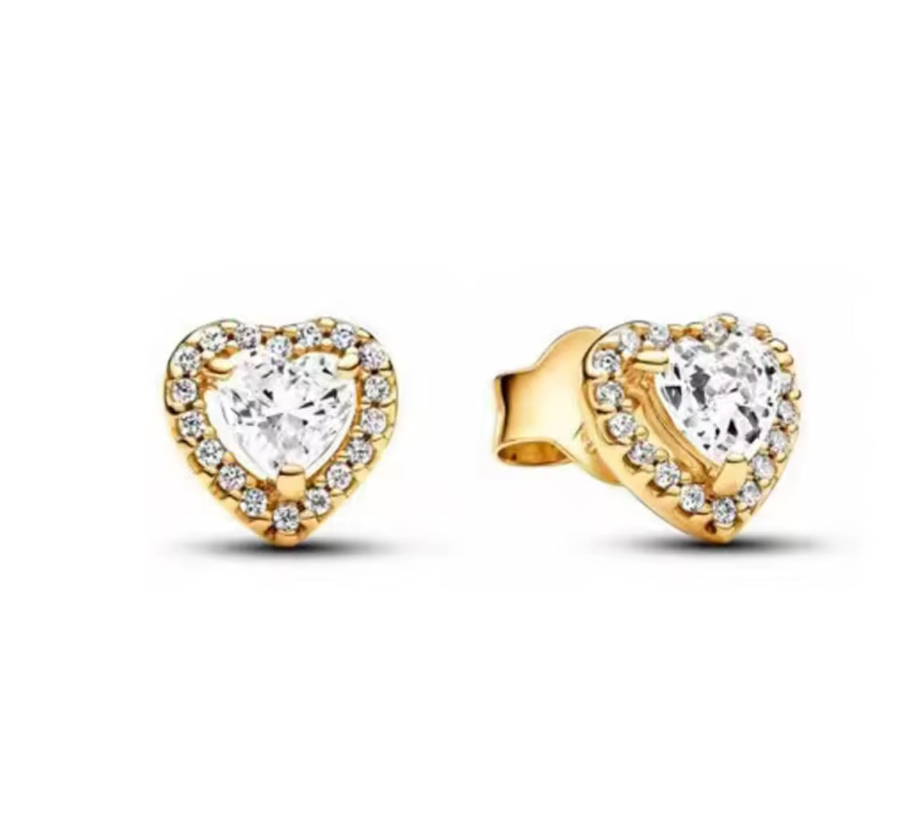 The Gold Sparkling Heart Stud Earrings