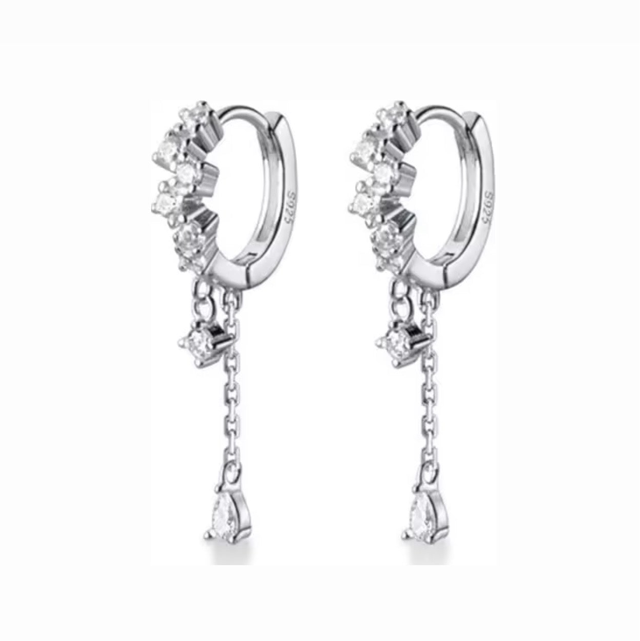 The Silver Sparkle Diamanté Dangle Earrings