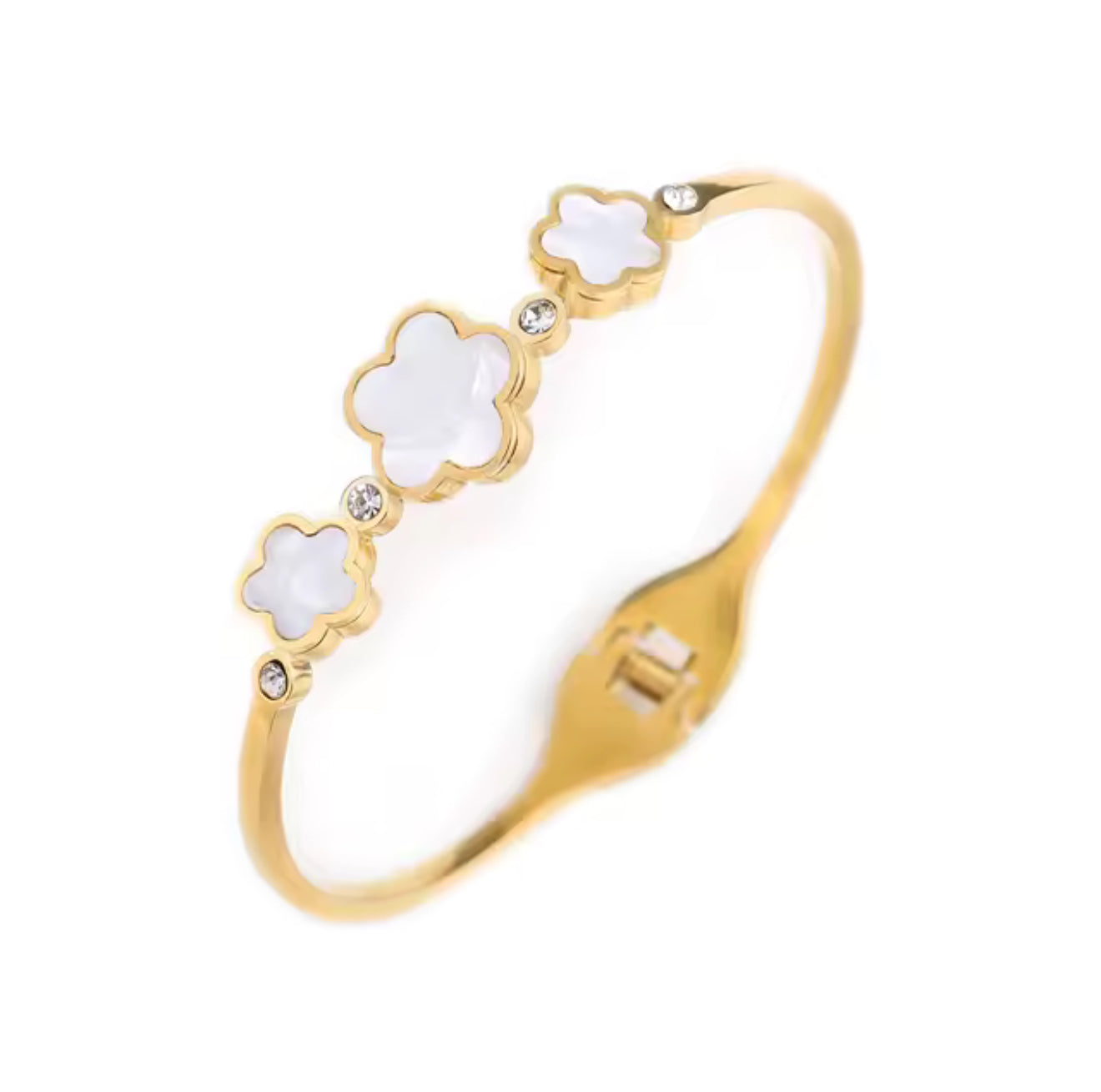 The White Deluxe Flower Aura Bangle