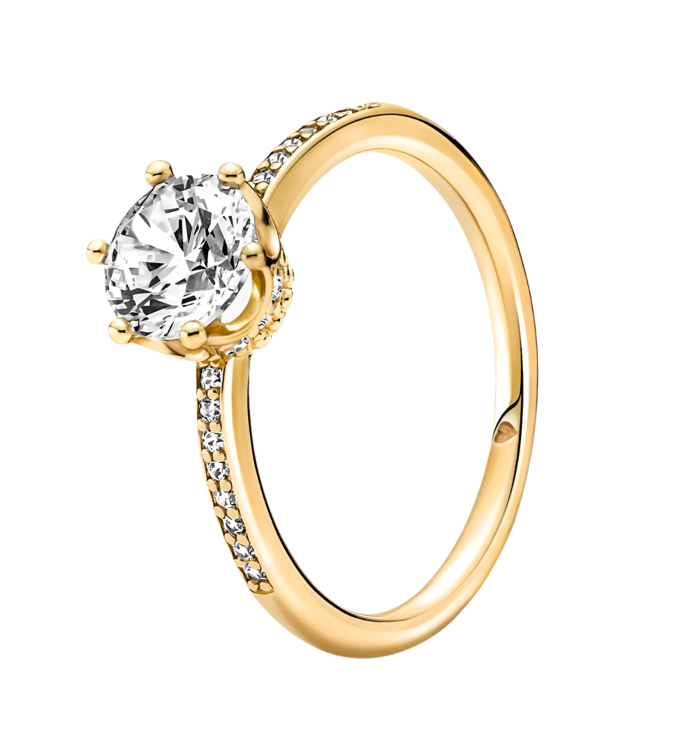 The 18K Gold Plaited Clear Sparkling Pavé Crown Ring