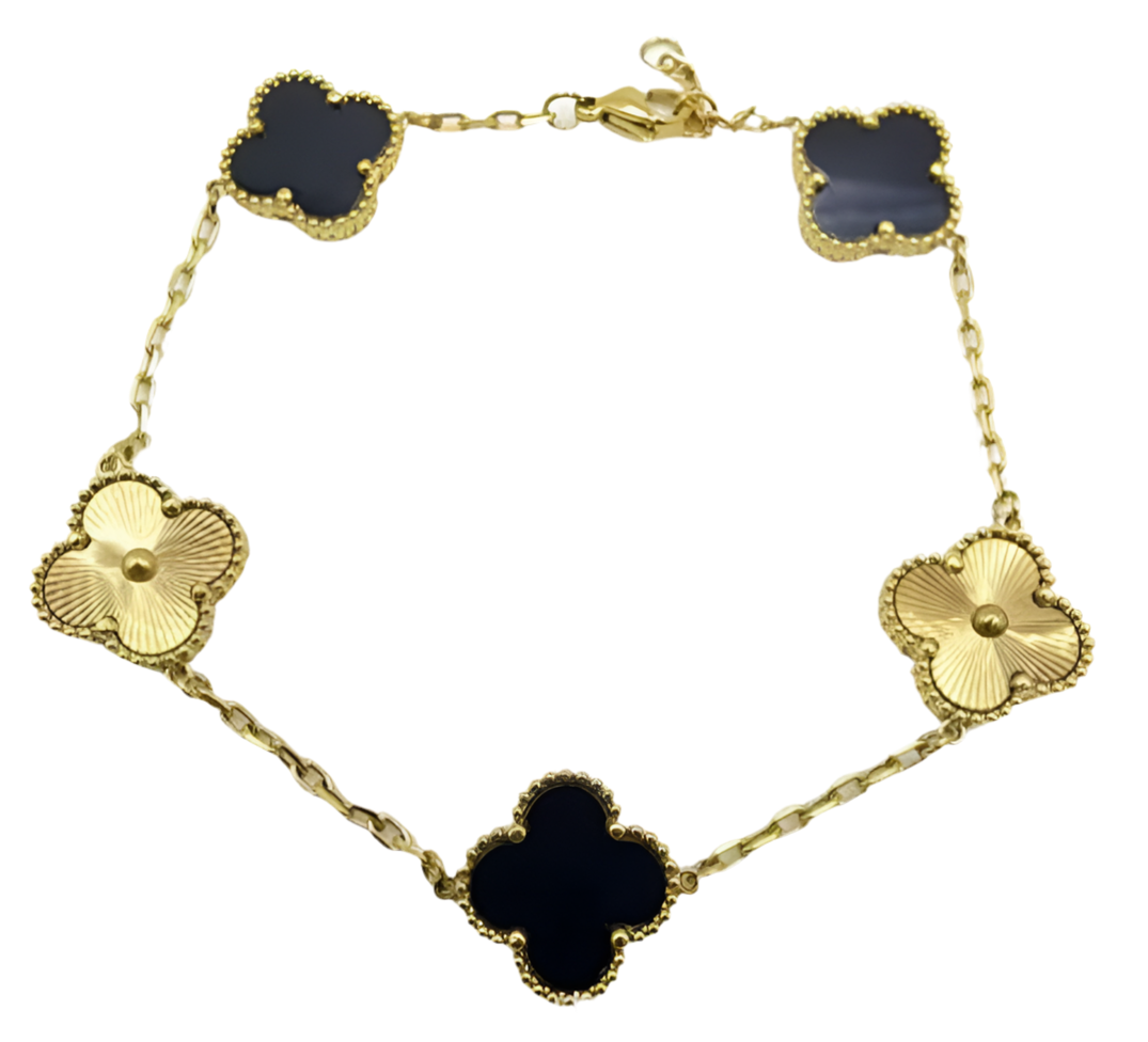 The Gold Etoilè Arabia Onyx Black Flower Bracelet