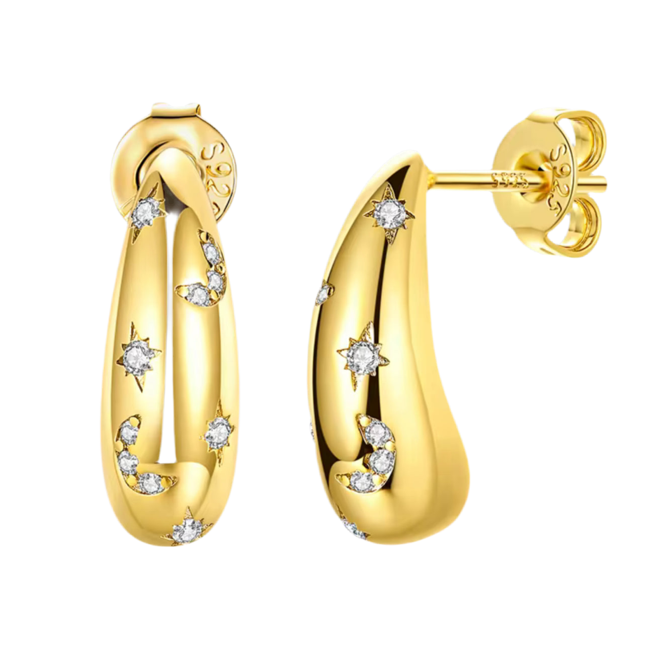 The Gold Midnight Stars Teardrop Stud Earrings