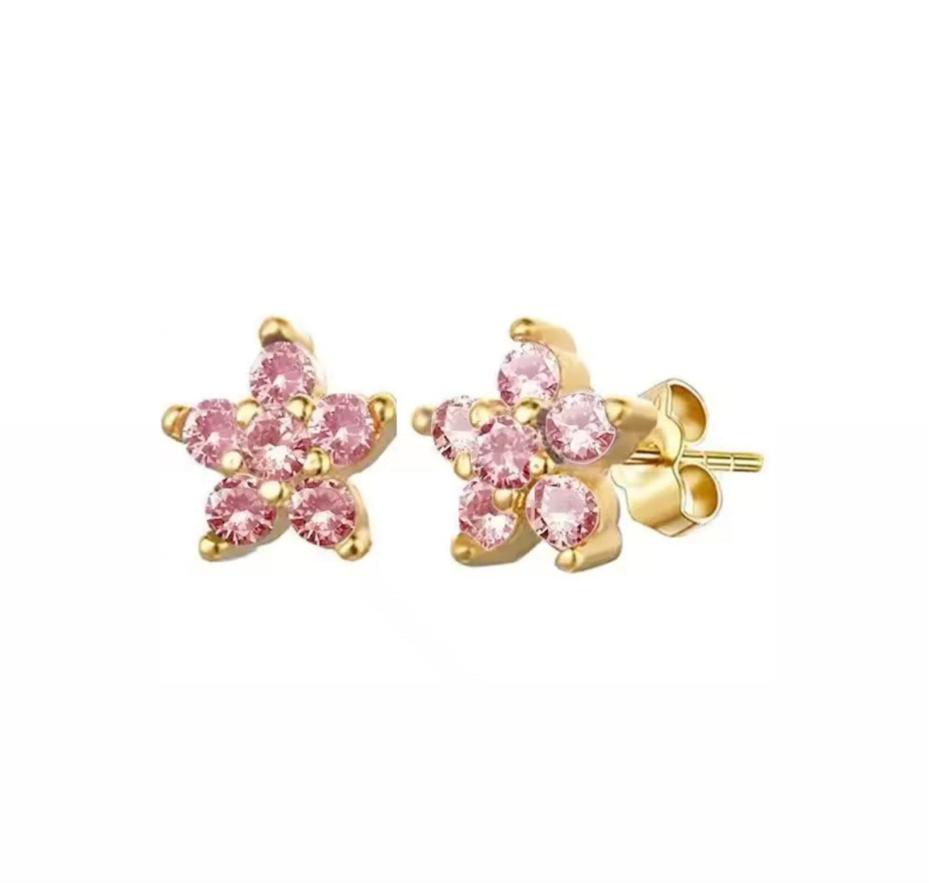 The Pink Gold Sparkling Star Stud Earrings