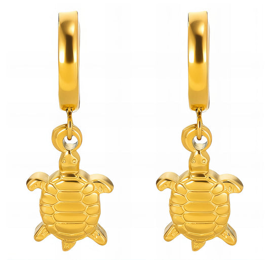 The Gold Turtle Tides Huggies Earrings