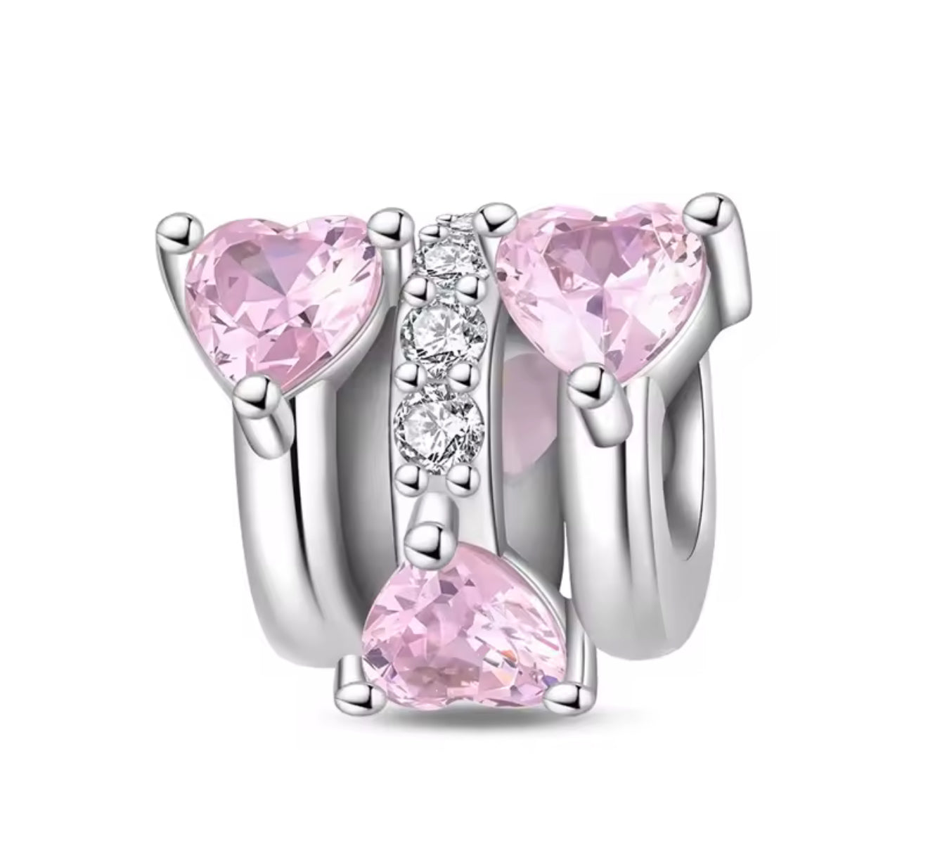 The Silver Candy Hearts Charm