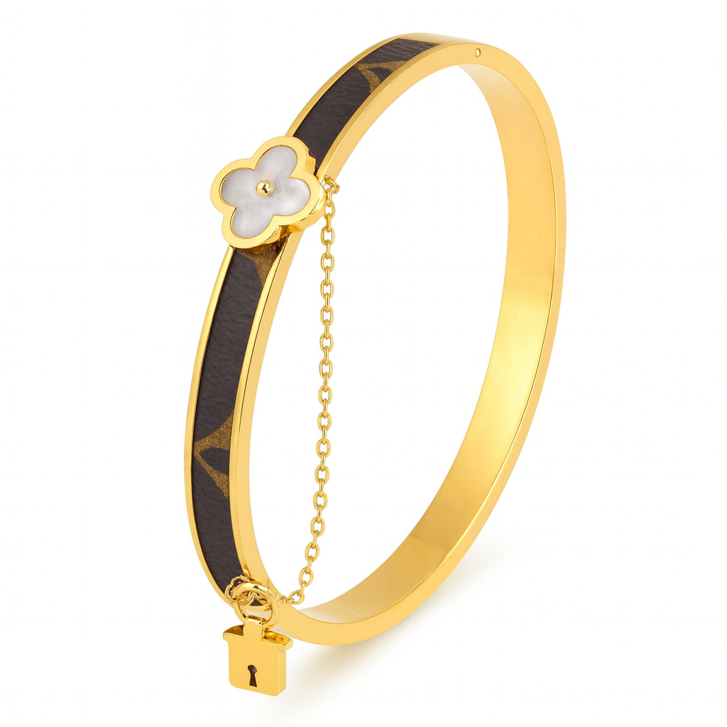 The Gold Brown Celeste Lock Bangle