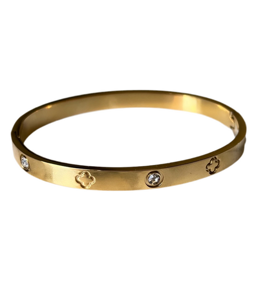 The 18k Luxury Gold Plaited Flower Bangle