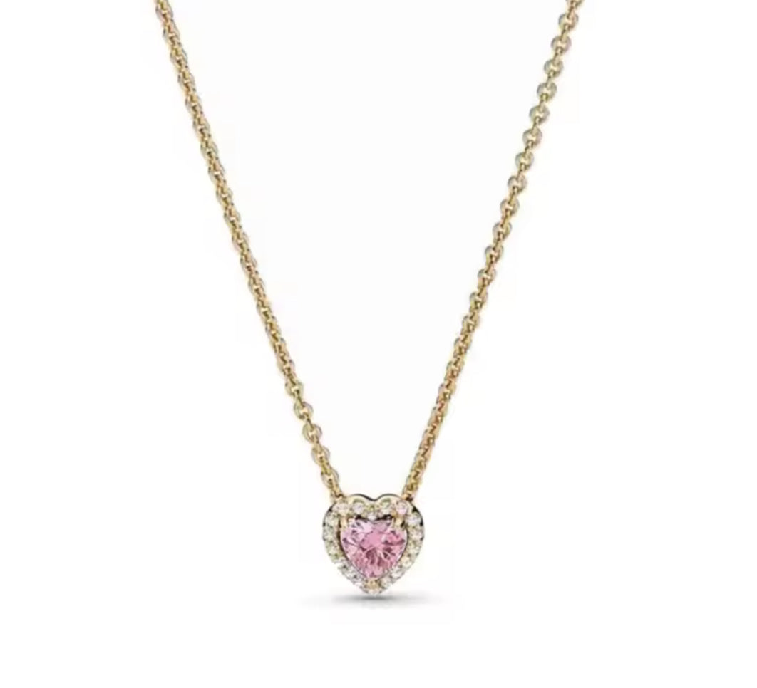 The Gold Baby Pink Celestial Heart Pendant Necklace