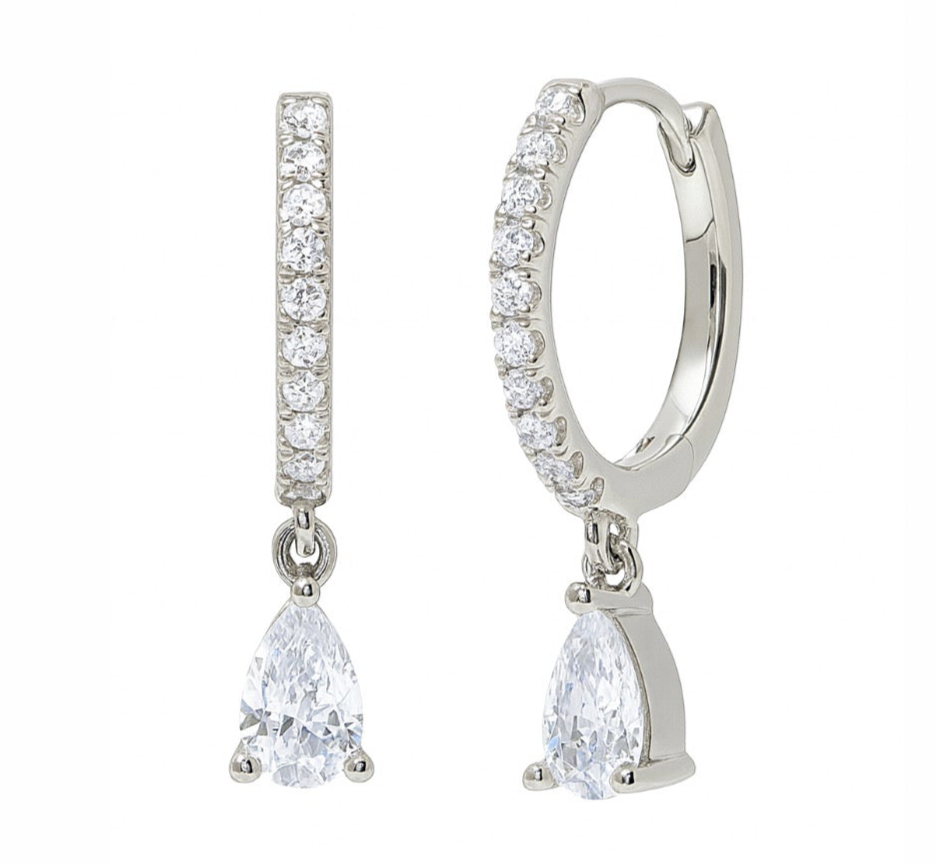 The Silver Sparkling Crystal Dew Hoops