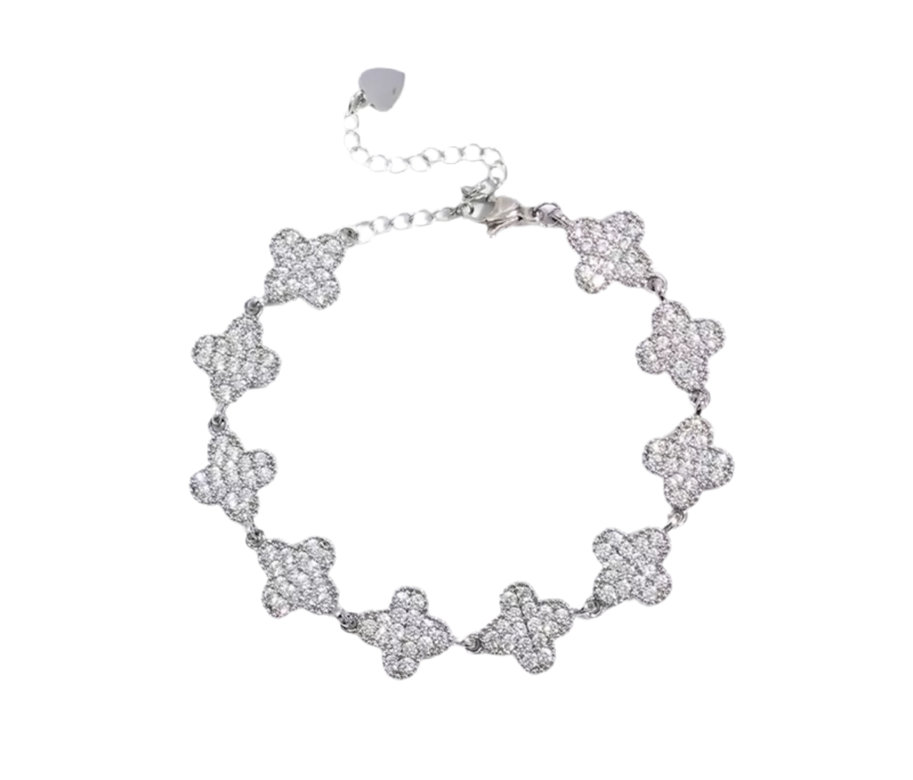 The Silver Glitter Bling Clover Bracelet