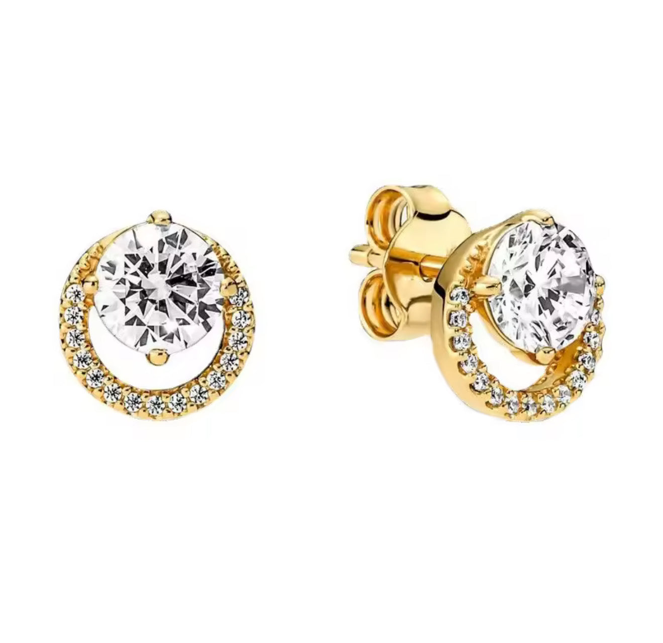 The Gold Elegant Diamanté Circle Studs