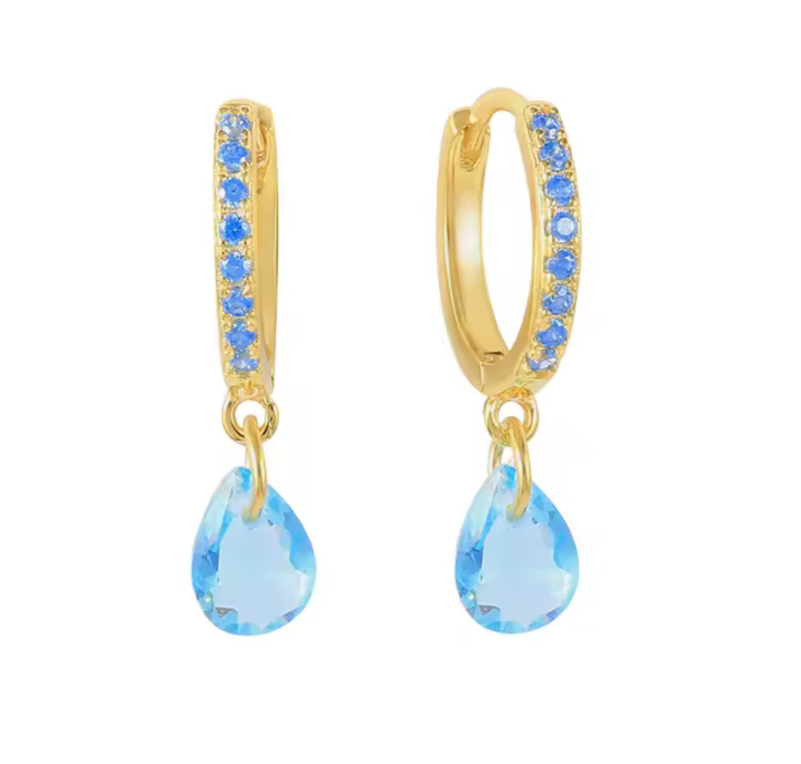 The Icy Blue Drop Hoop Earrings