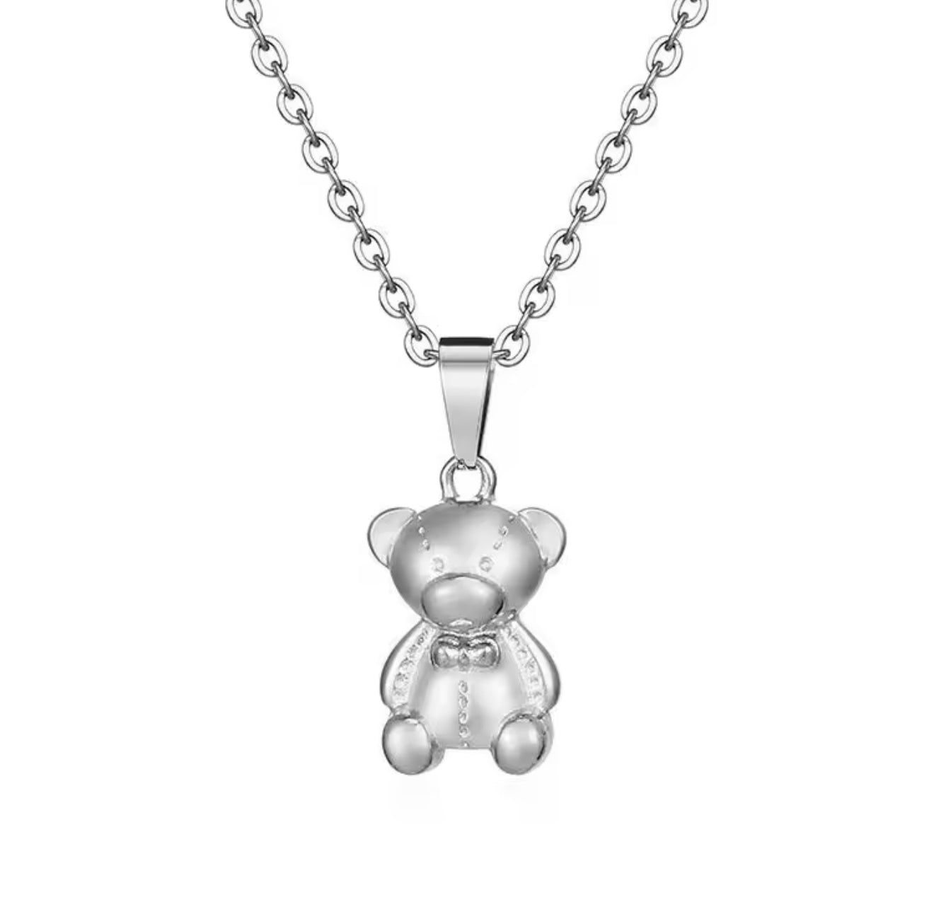 The Silver Teddy Bear Wishes Necklace
