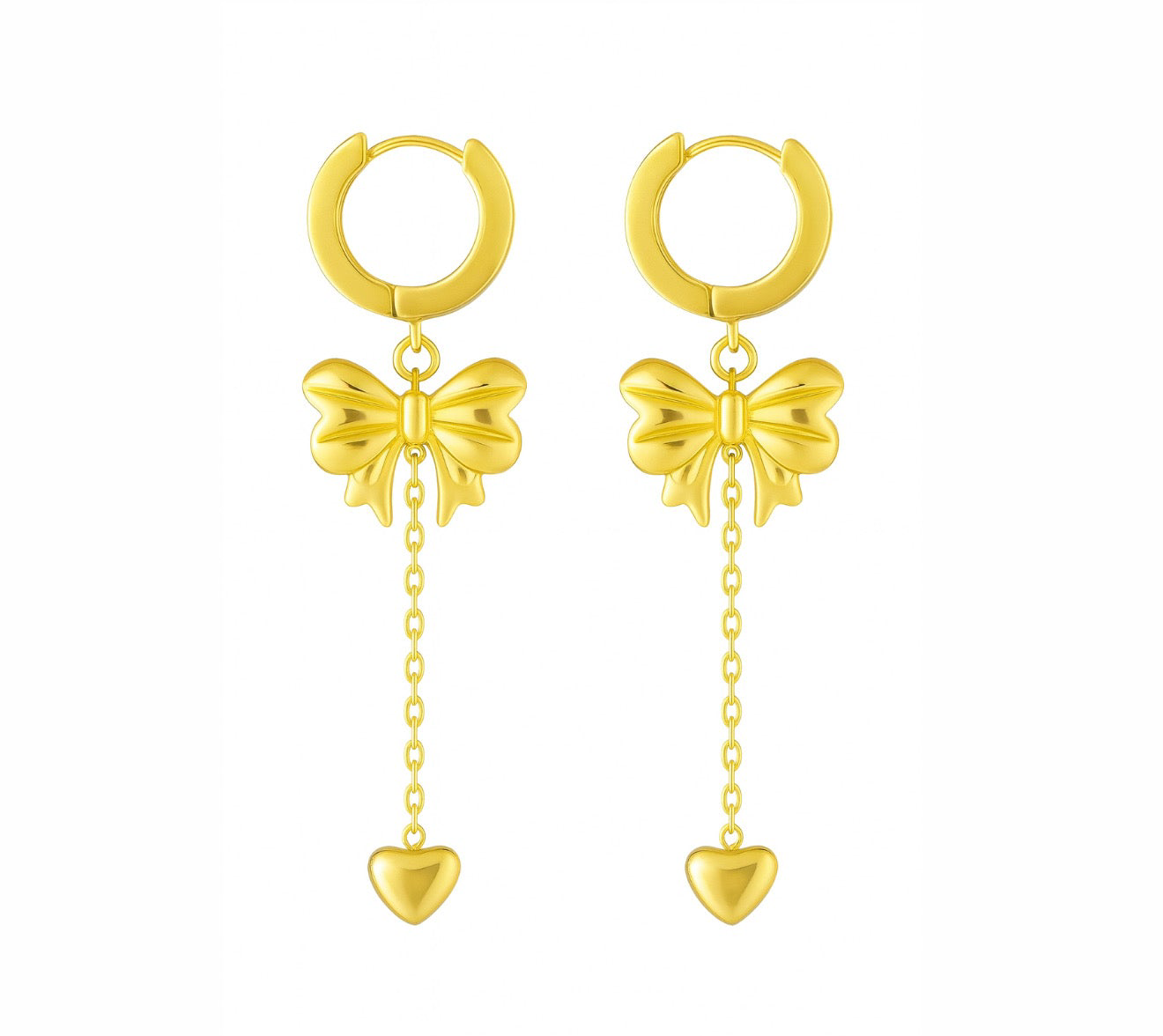 The Gold Drape Bow Love Earrings