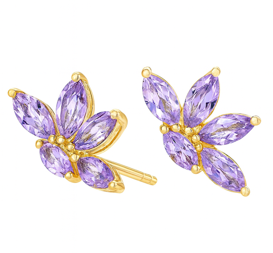 The Gold Twilight Purple Bloom Stud Earrings