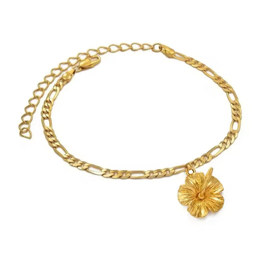 The 18k Gold Plaited Beach Hibiscus Anklet