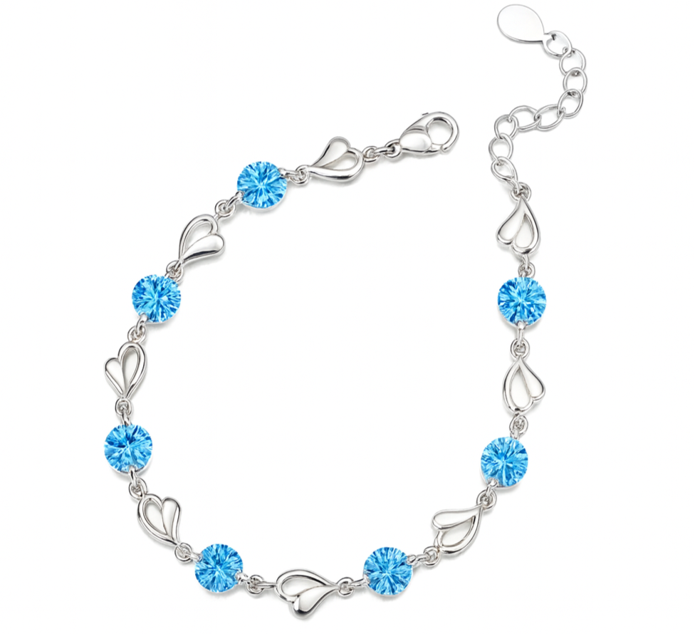 The Icy Blue Dainty Heart Bracelet
