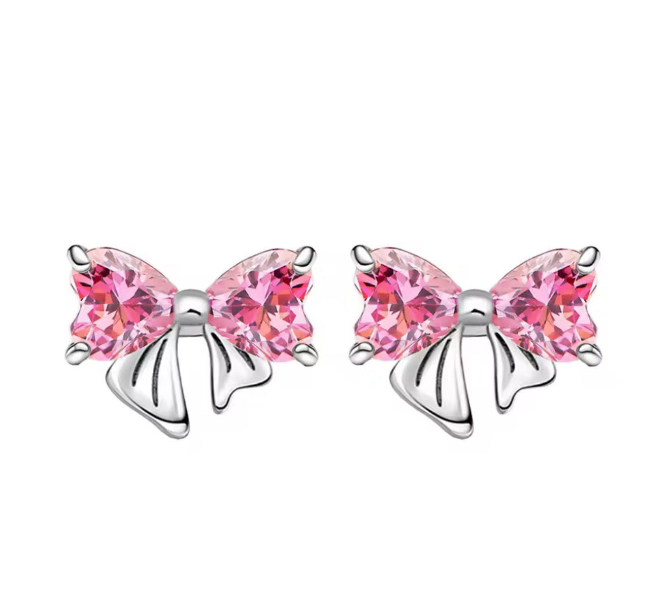 The Pink Elegant Bow Studs