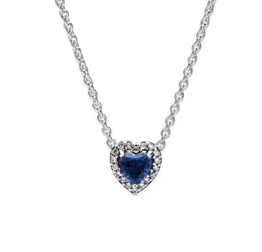 The Deep Blue Wave Heart Pendant Necklace