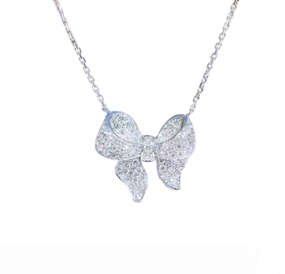 The Sparkle Ribbon Bow Necklace