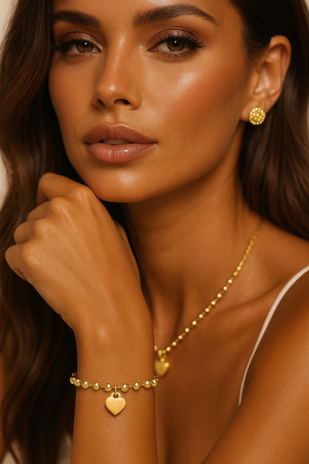 The Luxurious Beaded New York Heart of Gold Bracelet