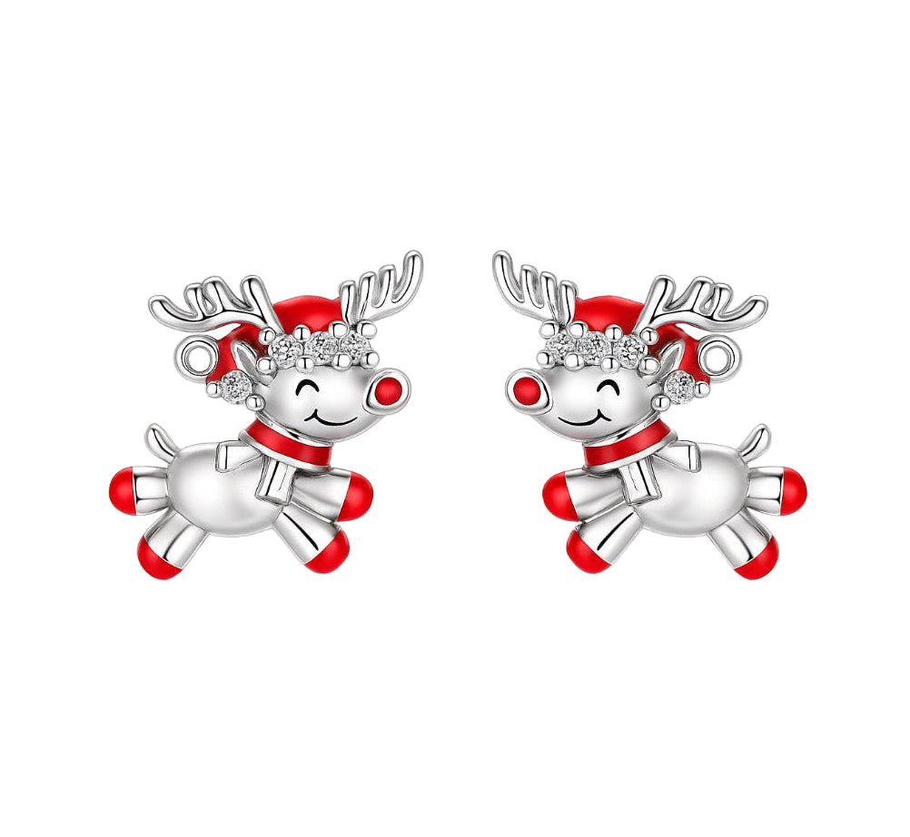 The Silver Rudolph The Reindeer Studs