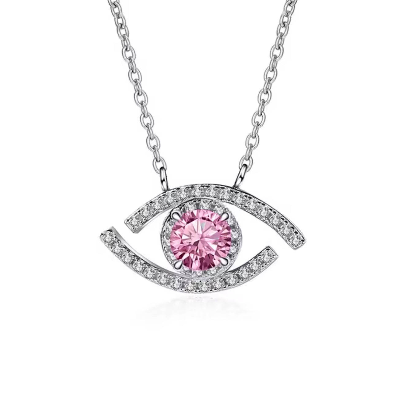 The Pink Seraphic Gaze Sparkling Eye Necklace