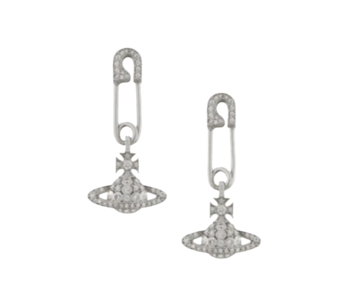 The Silver Sparkle Paperclip Planet Earrings