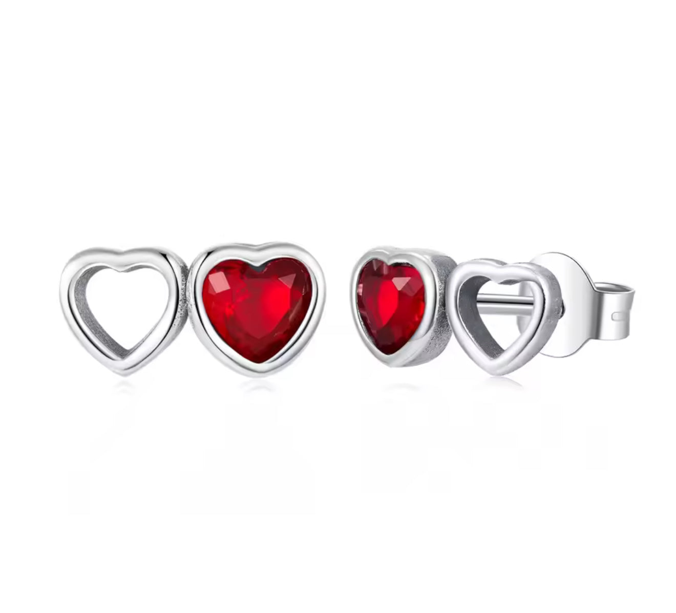 The Baby Ruby Red Heart Studs