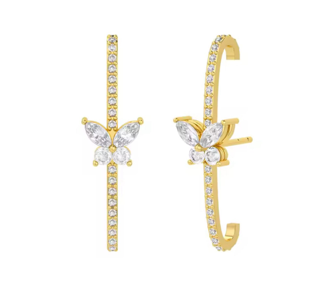 The Gold Butterfly Kisses Climber Earrings
