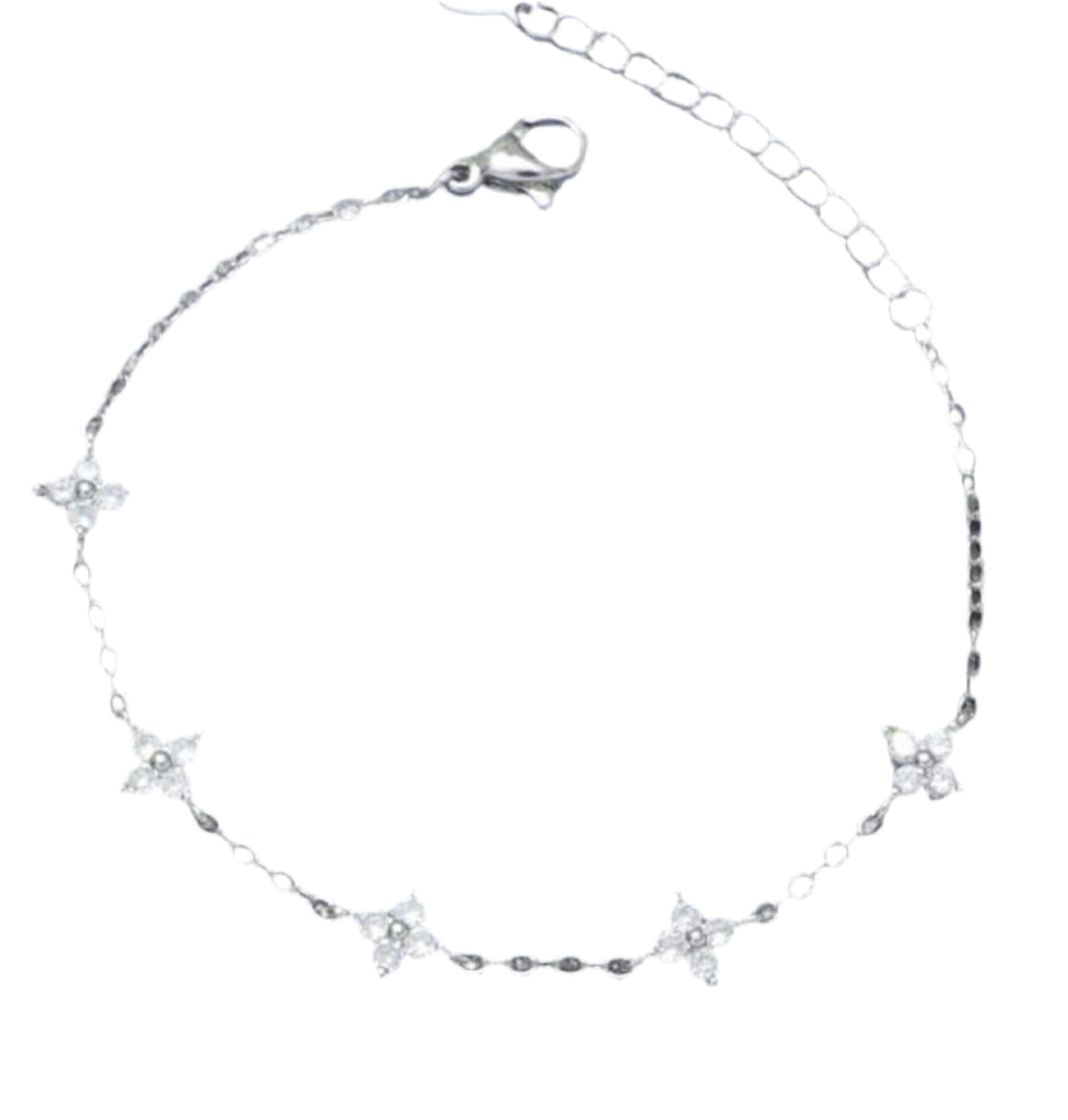Silver Dainty Flower Bracelet 925ss