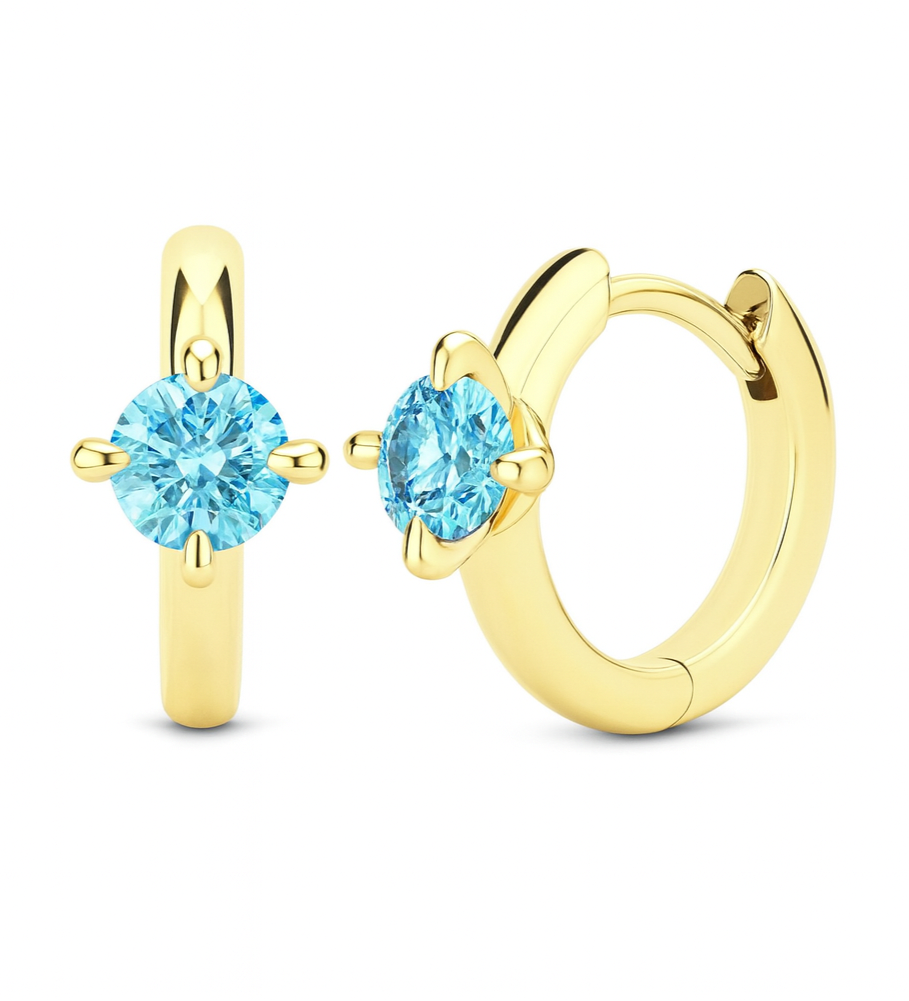 The Gold Aquamarine Blue Mini Hoops