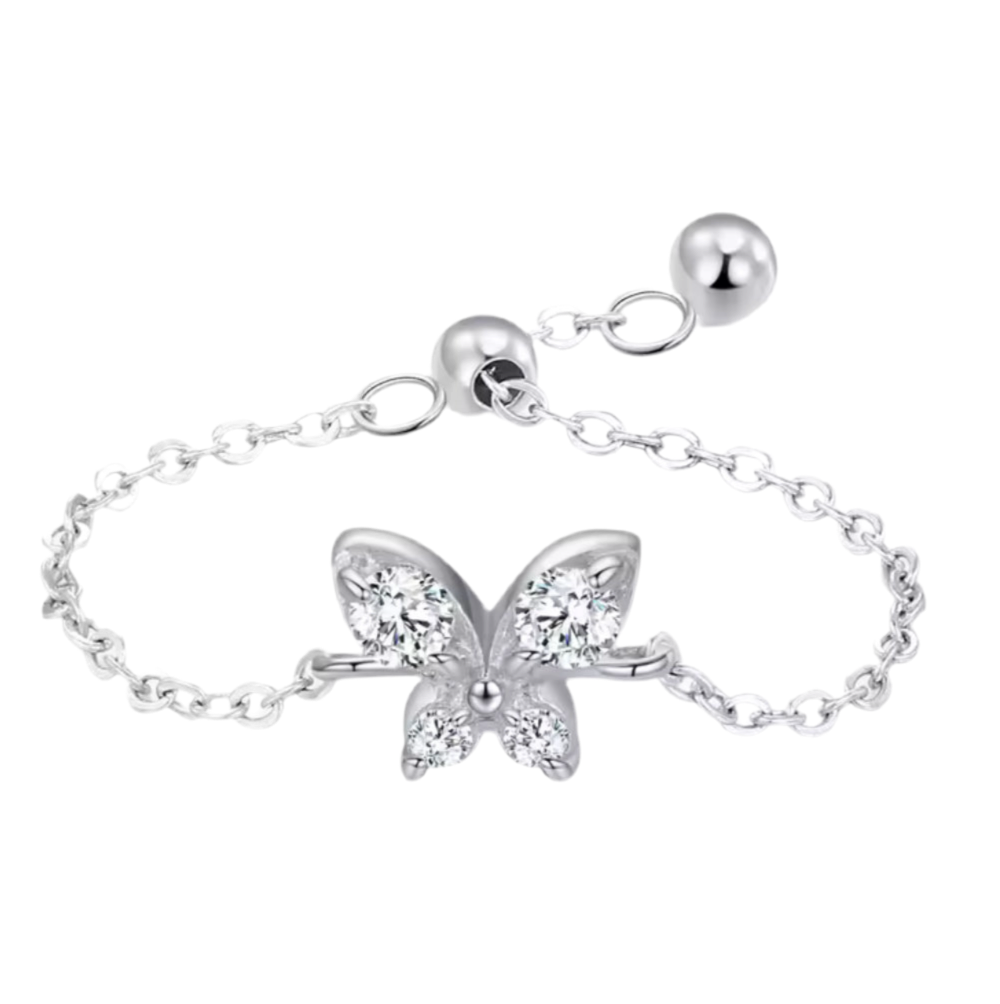 The Silver Dainty Fully Adjustable Butterfly Ring