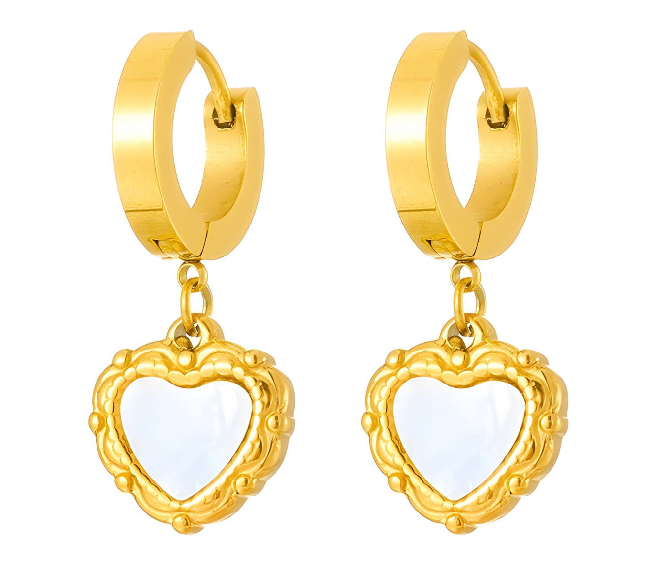 The White Marble Enchanted Heart Earrings