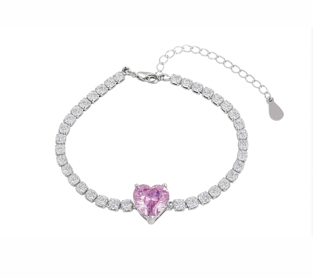 The Dreamy Pink Heart Tennis Bracelet
