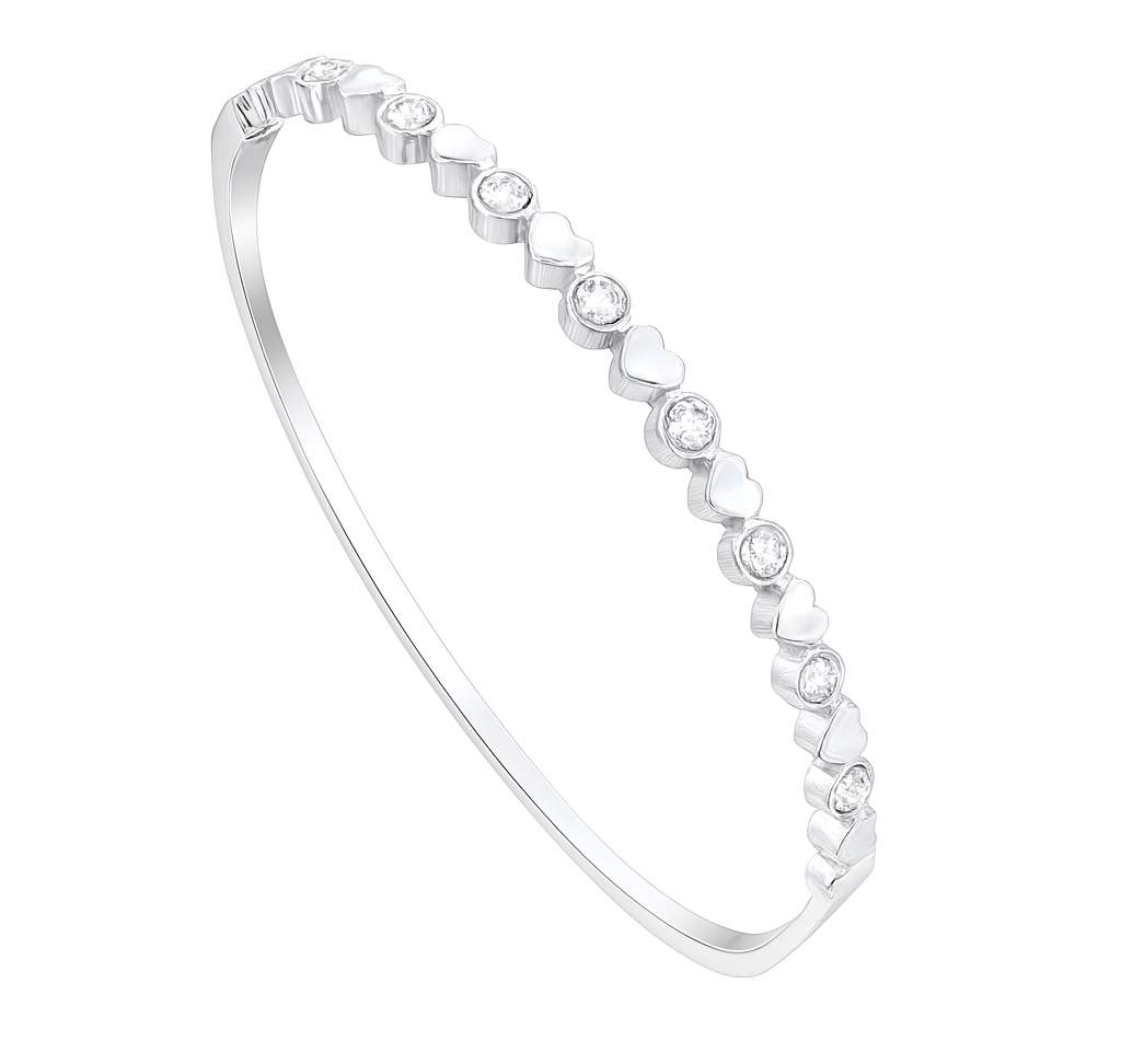 The Silver Dainty Hearts Bangle