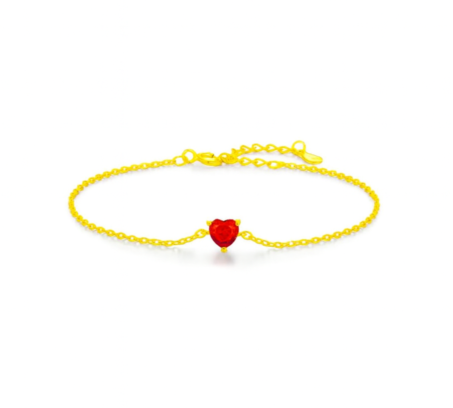 The Gold Dainty Ruby Red Love Bracelet
