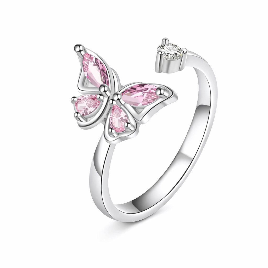 The Silver Baby Pink Gemstone Anxiety Ring