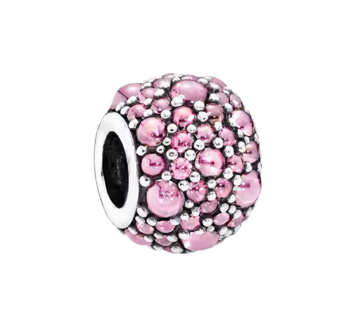Sparkling Pavé Glitter Round Pink Charm