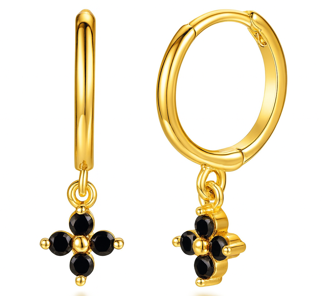 The Gold Belle Black Noire Bloom Hoop Earrings